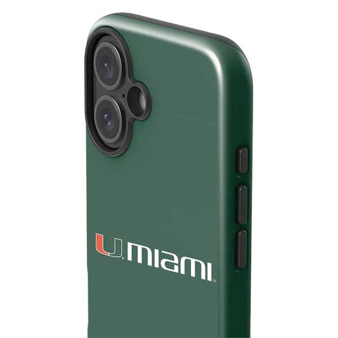 University of Miami Horizontal Mark on Green iPhone 16 Impact Case